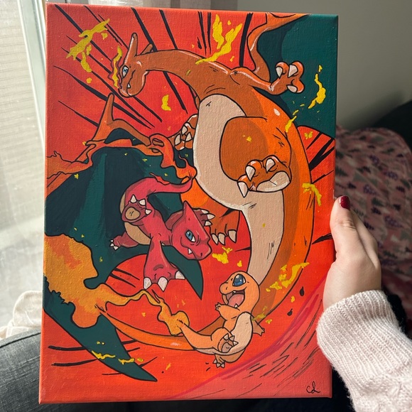 Pokemon Charmander evolutions painting - Picture 1 of 1